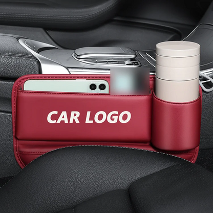 ❄🎄Here comes Christmas⛄🔔Exclusive Logo Leather Car Seat Storage Box With Water Cup Holder