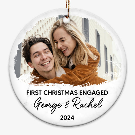 Custom Photo Our First Christmas Personalized Circle Ornament