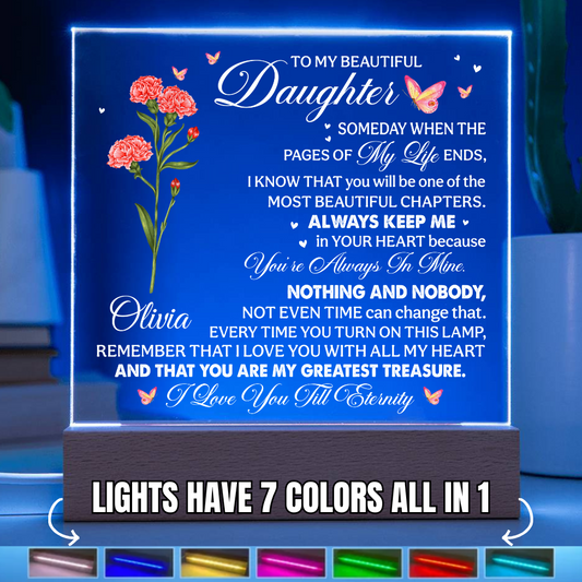 To My Beautiful Daughter - Birth Flower Acrylic Lamp