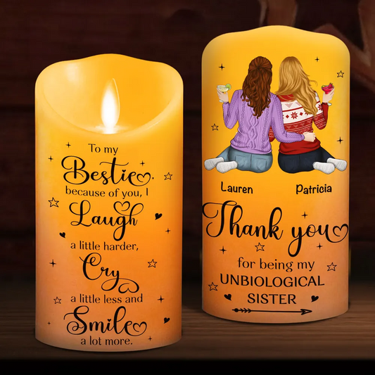 Thank You For Being My Unbiological Sister - Personalized Custom LED Candle