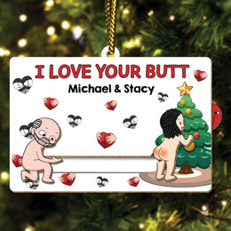 Couple - I Love Your Butt - Personalized Wooden Slider Card