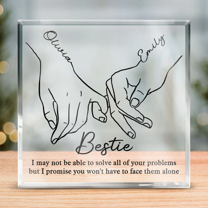 True Friends Are Great Riches - Bestie Personalized Custom Square Shaped Acrylic Plaque - Gift For Best Friends, BFF, Sisters