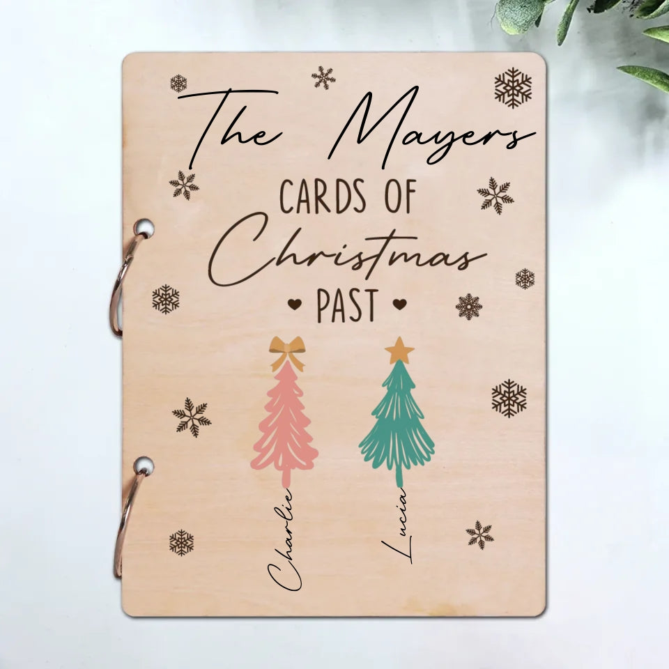 Personalized Pine Tree Family Card Keeper, Christmas Card Keepsake Holder